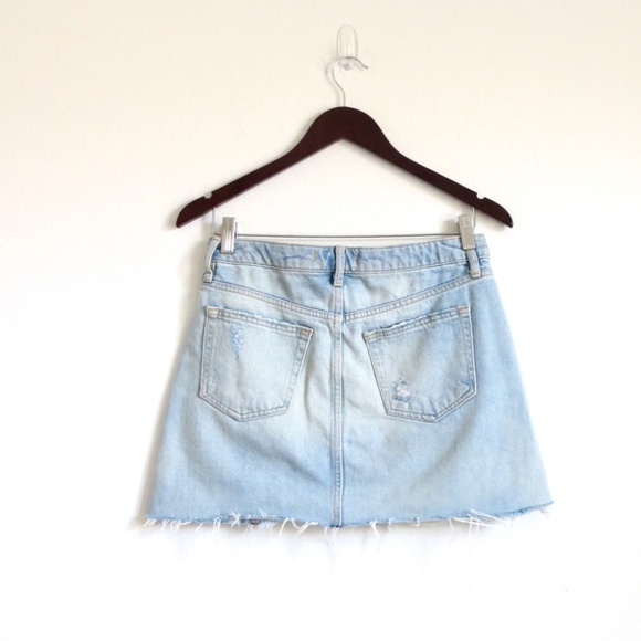 Free People Distressed Denim Mini Skirt Ripped - Picture 4 of 11